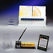 Assorted plastic products with printed content