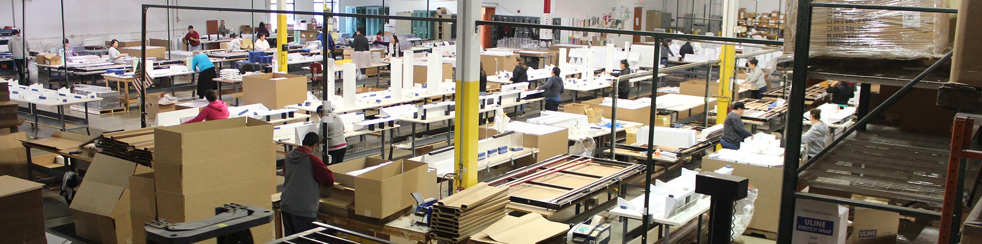 Overhead shot of shipping warehouse