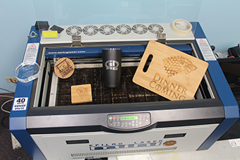 Closeup of engraving machine