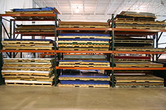 Pallets of raw materials in Warehouse