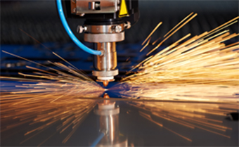 Closeup of laser-cutting process